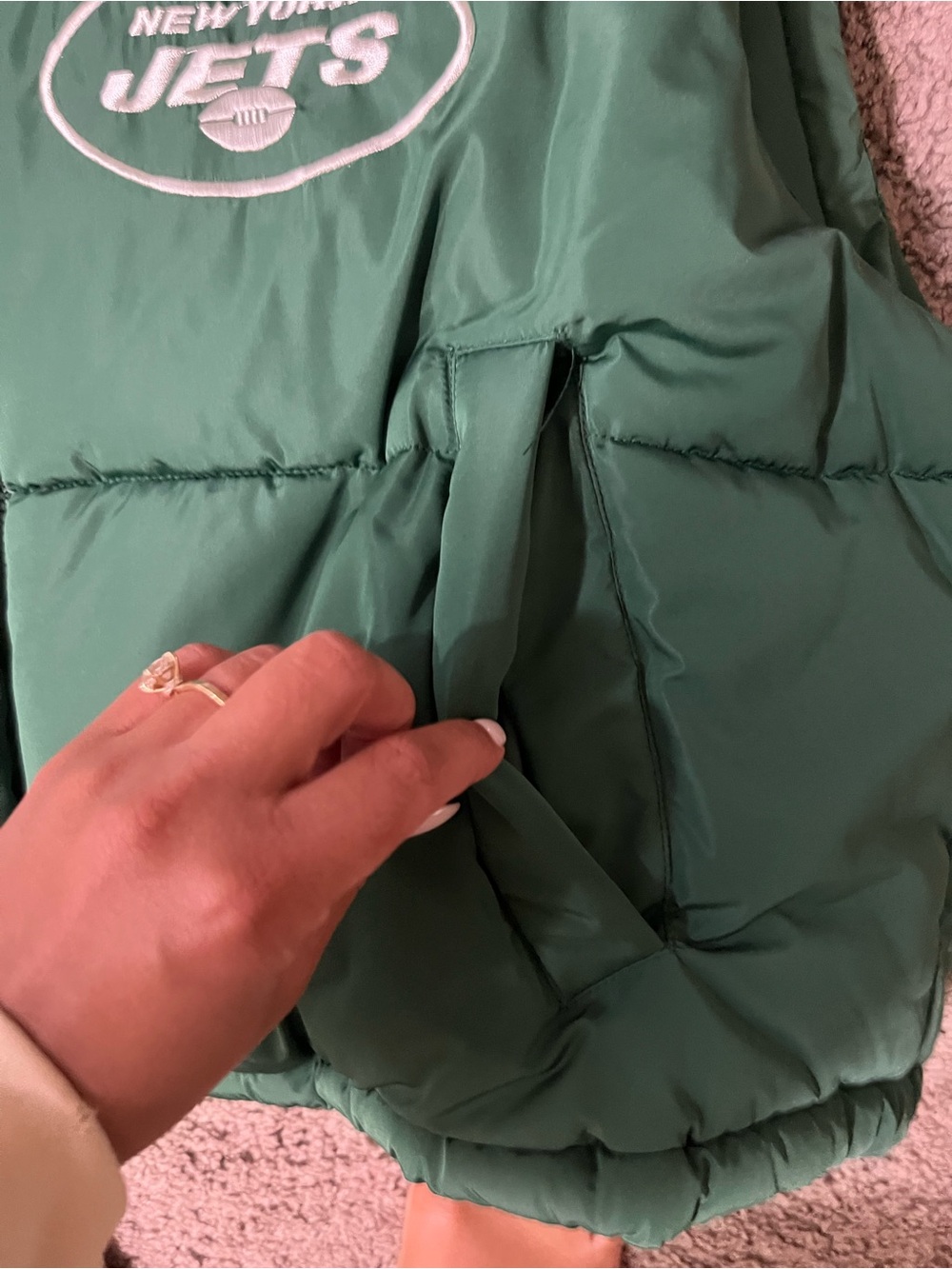 NFL Green Insulated Jacket with NFL Patch - Picture 2 of 7